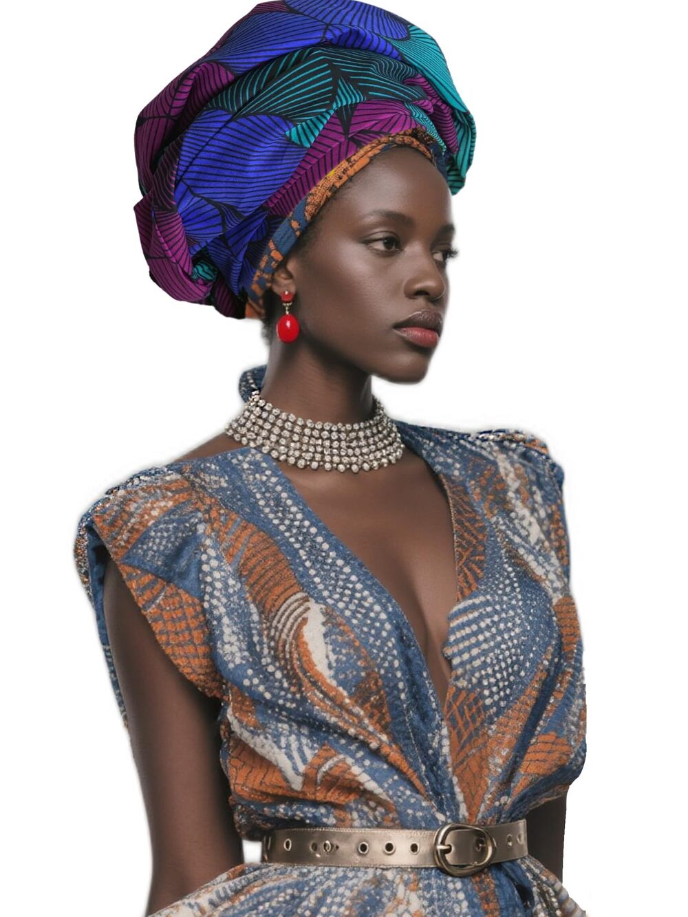5180 African Gele Headwrap - Wax Print Head Scarf Turban For, Church